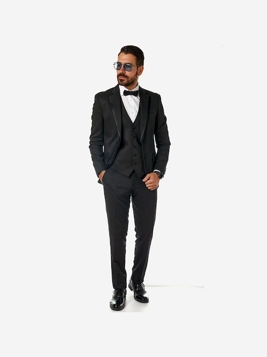 Sogo Ανδρικό Κοστούμι Με Γιλέκο ΜΑΥΡΟ (Black)