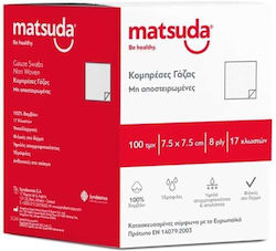 Matsuda Gauze Swabs 8 Ply Medical Gauze 7.5x7.5cm 100 Pieces