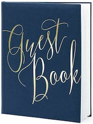 PartyDeco Gästebuch Blau Mit Goldener Beschriftung Hochzeitswunschbuch Buch Marineblau