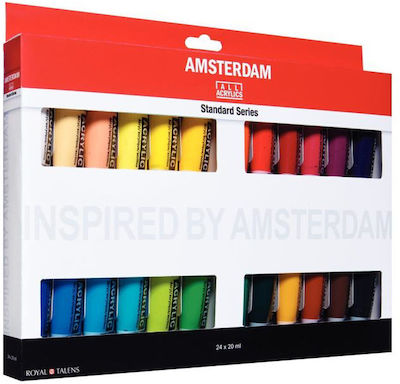 Royal Talens Amsterdam Acrylic Paint Set Colorful 20ml 24pcs