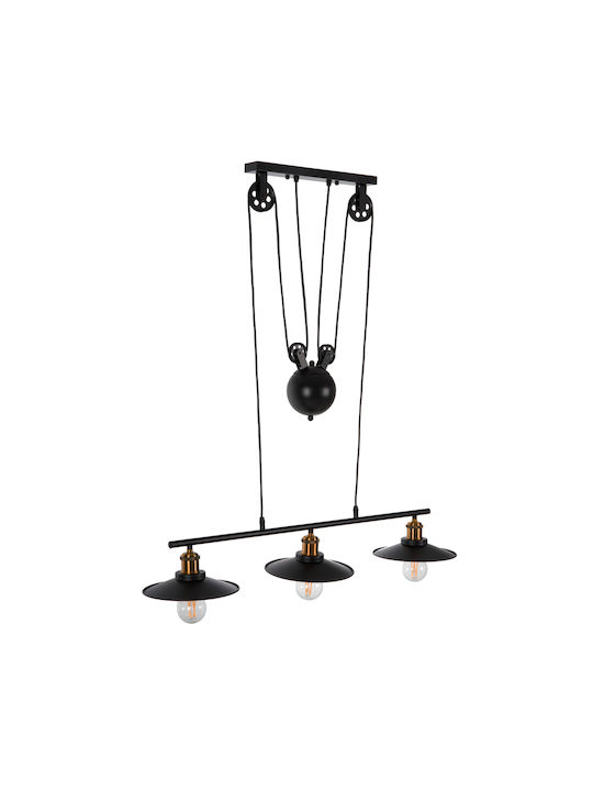 HomeMarkt Pendant Light Three-Light for Socket E27 Black