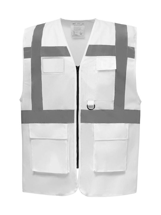 Yoko Hvw801 Men's Safety Vest with Reflective Film White