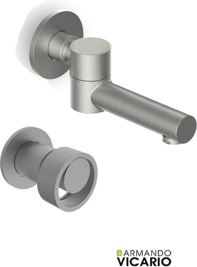 Armando Vicario Halo Built-in Mixer & Spout Set for Shower 1 Exit Inox Silver