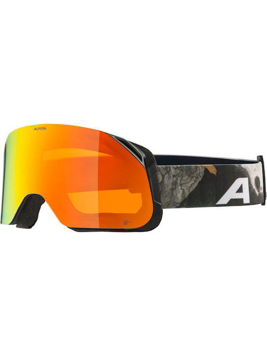 Alpina Masca de schi și snowboard Pentru adulți Negru cu Lentilă în culoarea Portocaliu