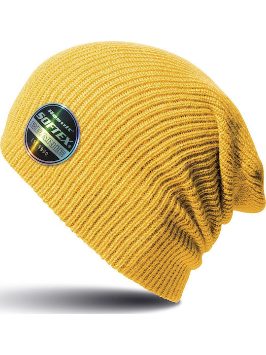 Rc031x Beanie Unisex Beanie Knitted in Gold color