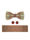 Legend Accessories Wooden Bow Tie Set with Cufflinks Brown