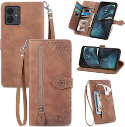 Embossed Flower Wallet Brown (Moto G14)