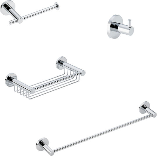 Verdi Verdi Badezimmerzubehör-Set Metall Silber 4 Stück