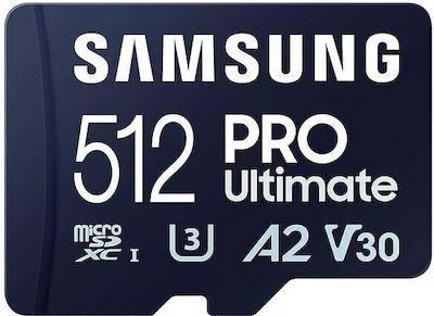 Samsung PRO Ultimate microSDXC 512GB Klasse 10 U3 V30 A2 UHS-I mit USB-Lesegerät