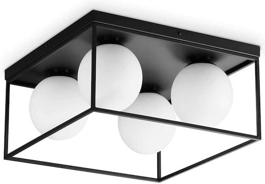 Ideal Lux Πλαφονιέρα Οροφής 45.5εκ. Μαύρη με Ντουί E14