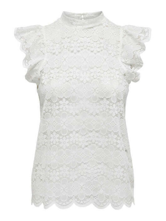 Jacqueline De Yong Women's Summer Blouse Sleeveless White