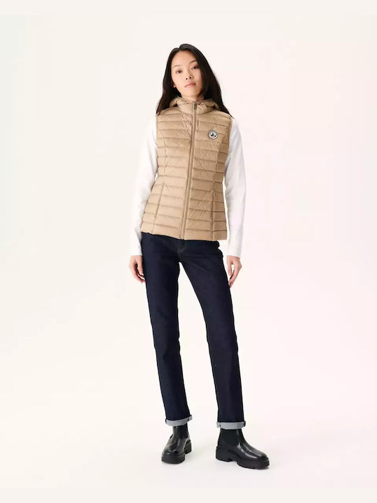 Just Over The Top Women's Short Puffer Jacket for Winter Beige