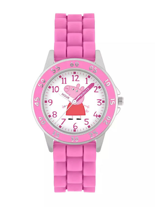 Disney Kinder-Analoguhr Peppa Pig mit Kautschuk/Plastikarmband Rosa