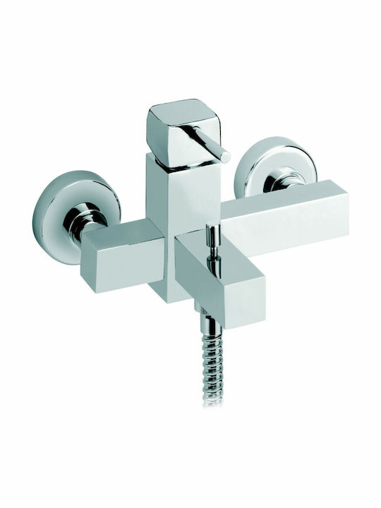 Ottone Meloda Cubo Mixing Bathtub Shower Faucet Silver