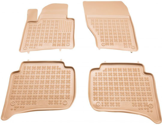 Sahler Satz Vorder- und Hintermatten Wannenartig 4Stück aus Gummi für Volkswagen Touareg Porsche Cayenne 2010-2018 Beige