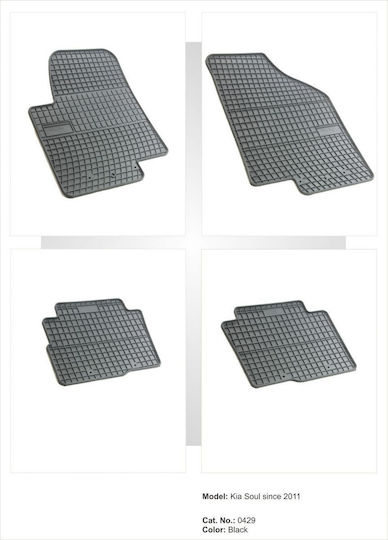 Refref Set of Front and Rear Mats 4pcs Tray Type for Kia Soul 2009-2013 Black