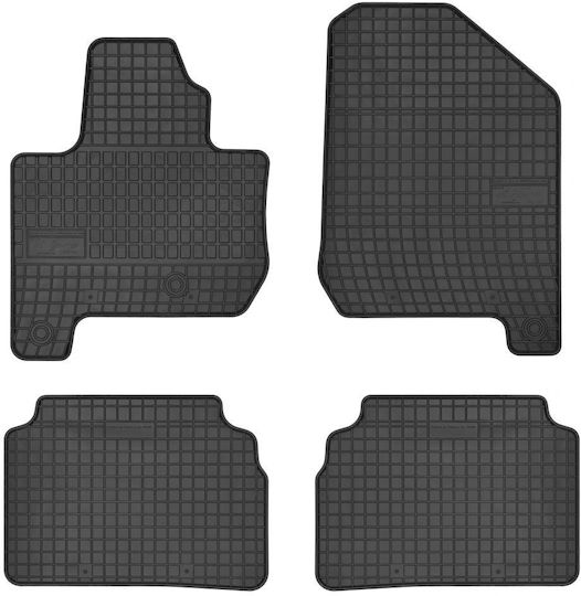 Refref Set of Front and Rear Mats 4pcs Tray Type for Kia Soul 2014+ Black