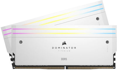 Corsair Dominator Titanium RGB XMP White 96GB DDR5 RAM cu 2 module (2x48GB) și Viteză 6600 pentru Desktop