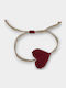 Artifact Women's Bracelet Macrame with design Heart Red made of Cord