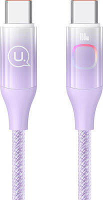 Usams Us-sj640 LED USB 2.0 Cablu USB-C bărbătesc - USB-C de sex masculin 100W Violet 1.2m (SJ640USB04)