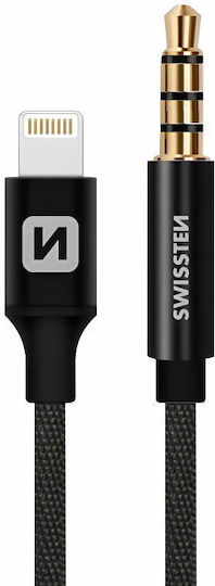 Swissten 3.5mm to Lightning Cable Μαύρο 1.5m 73501213
