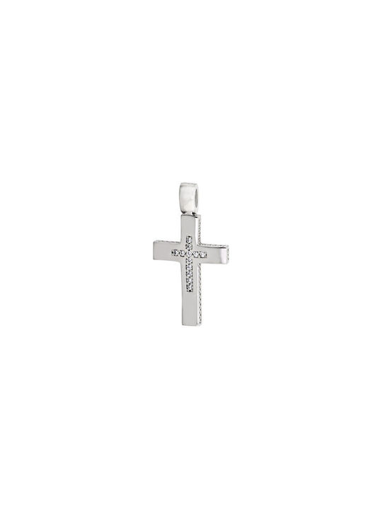 Damen Weißgold Kreuz 14K Beidseitig