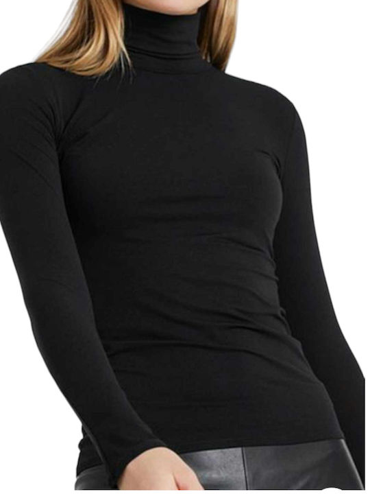 Papadimas Damen Bluse Langärmelig Rollkragenpullover Black