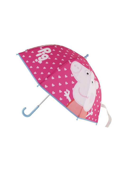 Peppa Pig Kids Curved Handle Umbrella with Diameter 71cm Pink