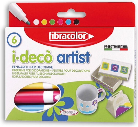 Fibracolor Set Marker Bunt Für Holz, Porzellan, Glas und Leder 6Stück