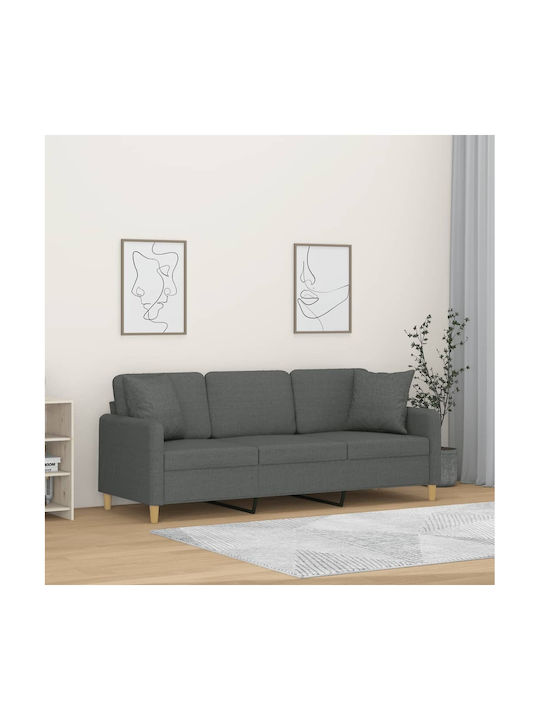 Canapea Cu Trei Locuri Gri Închis Cu Perne Deco...