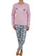 Fawn Winter Damen Pyjama-Set Rosa