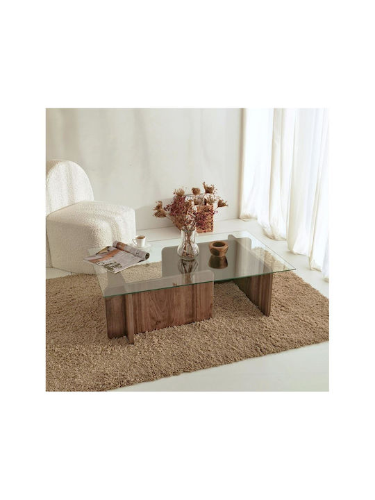 Rectangular Coffee Table Escape Glass Brown L105xW65xH30cm