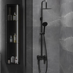 AQG Nite Ρυθμιζόμενη Στήλη Ντουζ με Μπαταρία 95-150 cm Μαύρη