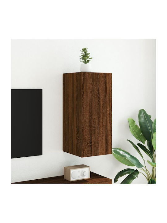 Wand Wohnzimmer Vitrine aus Spanplatte mit Glas & Beleuchtung Brown Oak 30.5x35x70cm