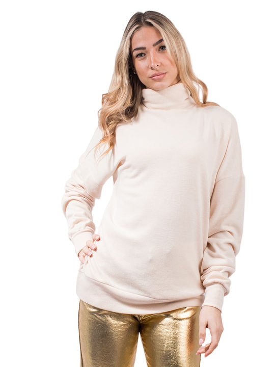 SunsetGo! Naomi Women's Long Sleeve Pullover Turtleneck Beige