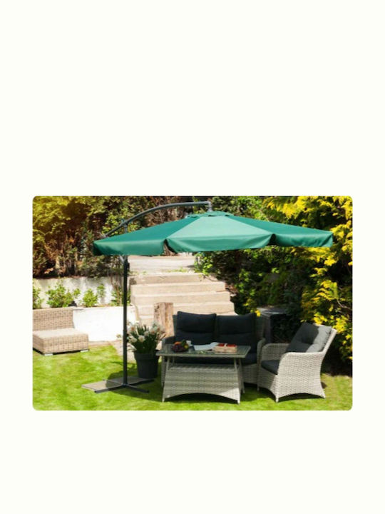 Hanging Circular Aluminum Garden Parasol Green Diameter 3m
