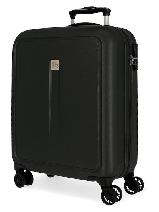 Roll Road Cabin Travel Suitcase Hard Black with 4 Wheels Height 55cm