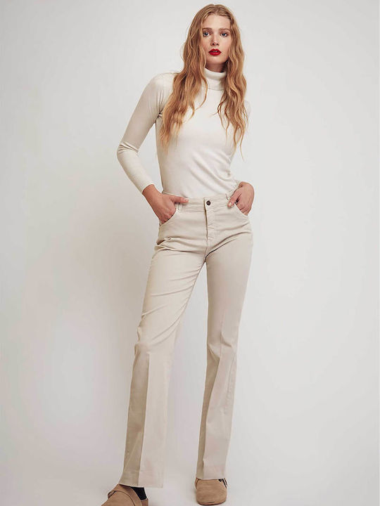 Talie înaltă Blugi de damă cu croială bootcut Ecru