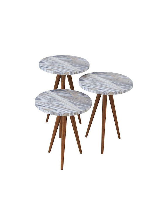 Round Side Table Bisi made of Solid Wood Grey /...