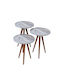 Round Side Table Bisi from Solid Wood Grey / Marble face 3pcs L33.5xW33.5xH52cm.