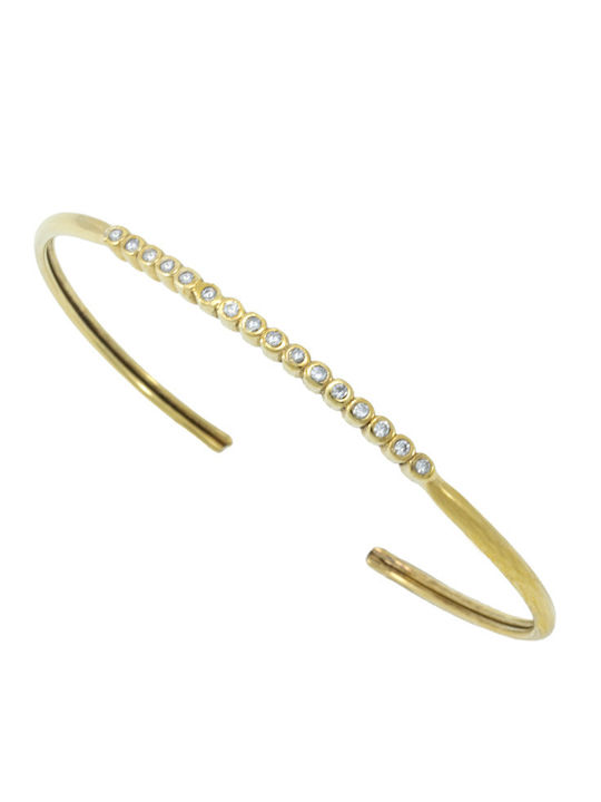 Bracelet Handcuffs made of Silver Gold Plated with Zircon