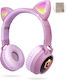 PowerLocus Buddy Wireless/Wired Over Ear Kids' Headphones with 15 hours of Operation Pink Ears