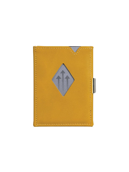 Exentri Men's Leather Card Wallet with RFID και Slide Mechanism Yellow