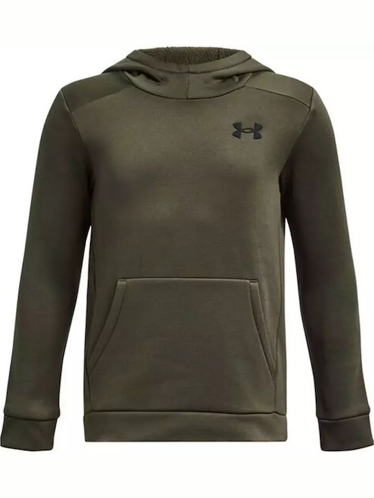 Fleece Παιδικό Φούτερ με Κουκούλα και Τσέπες Πράσινο Graphic