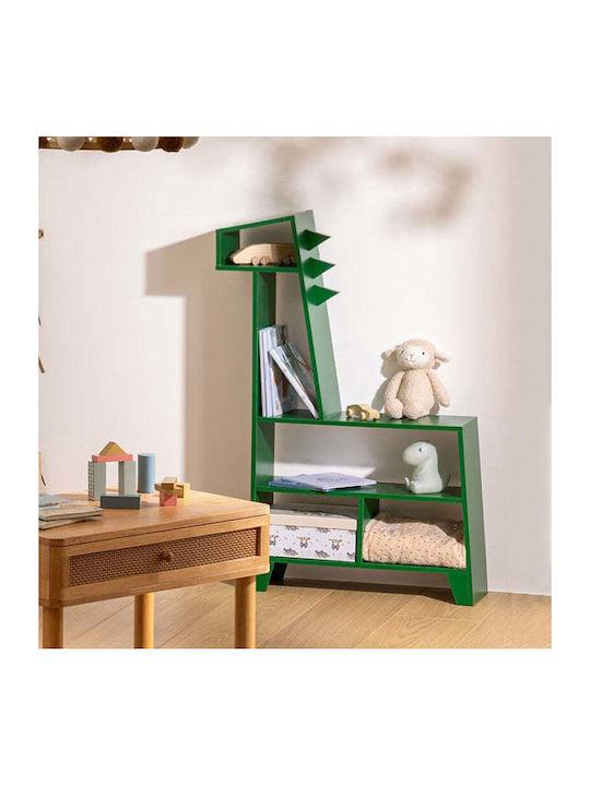 Kids Wooden Bookcase Green 66x22x100cm