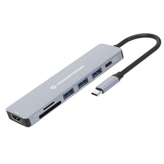 Conceptronic USB-C Docking Station με HDMI 4K PD Γκρι (DONN19G)