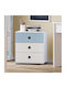 Wooden Kids Bedside Table with Wheels Loft White 49x45x56cm