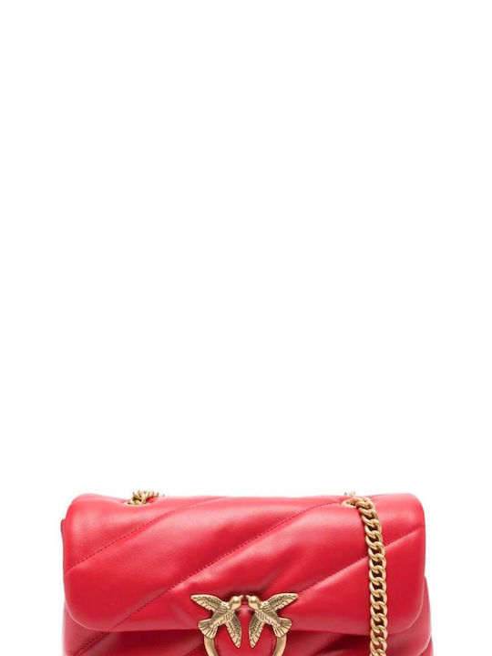 Pinko Love Puff Classic Leather Women's Bag Shoulder Red