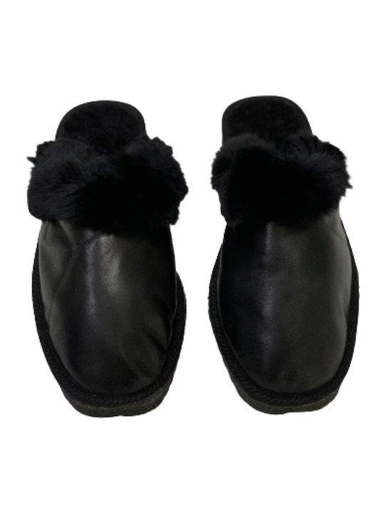 Winter Women's Slippers with Fur Black