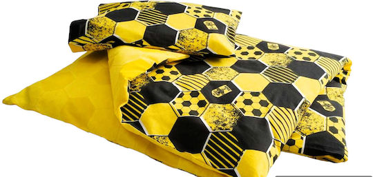 Vesta Home Bettbezug-Set Baumwolle Einzelbett mit Kissenbezug 170x240 Yellow-black